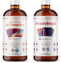 LIQUIDHEALTH Mega Energy B-Complex & Neurologic Nootropic Liquid Supplement Bundle for Adults - Increase Natural Energy Levels, Improve Memory, Alertness & Focus, Boost Mood - Vegan, Non-GMO, USA Made