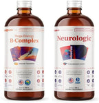 LIQUIDHEALTH Mega Energy B-Complex & Neurologic Nootropic Liquid Supplement Bundle for Adults - Increase Natural Energy Levels, Improve Memory, Alertness & Focus, Boost Mood - Vegan, Non-GMO, USA Made