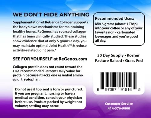 30 Day Supply, Collagen Peptides Powder Supplement, Hydrolyzed Collagen, Unflavored Collagen, Protein, Gluten Free, Kosher (1-Pack)
