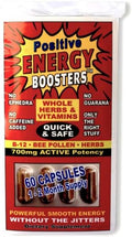 VitaBoost Positive Power Energy Boosters – Natural Energy Supplement with Herbs, B-12, Bee Pollen, Jitter-Free Smooth Energy, Quick & Safe, No Caffeine, Ephedra, or Guarana (60)