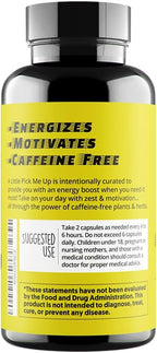 Natural Energy Pills – Caffeine Free – Mental Booster – with Rhodiola Rosea, Dandelion Root, Bacopa, Ginseng Extract – 7 Herbs & Absorption Enhancing Piperine – Vegan, Non-GMO, 60 Ct