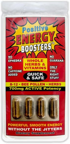 VitaBoost Positive Power Energy Boosters – Natural Energy Supplement with Herbs, B-12, Bee Pollen, Jitter-Free Smooth Energy, Quick & Safe, No Caffeine, Ephedra, or Guarana (4)
