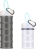 Baderke 2 Pcs Protein Powder Containers with Funnels Stand, 5 and 3 Layers Stackable Powder Supplement Travel Container Formula Organizer Storage Powders Holder for Travel Workout Fitness(White,Gray)