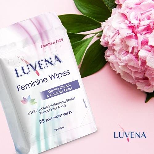 Luvena Feminine Wipes - Soft Wet Wipes for Women - Refresh & Resist Odor - Gynecologist Tested - Travel Friendly Cleansing Cloths - Cucumber Scented (25 Count, 3 Pack)
