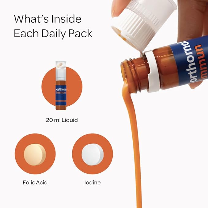 Orthomol Immun, Immune Support Vials for Adults with Vitamin C, Zinc, Selenium, Iodine, Vitamin D, E, A,B, Calcium, 25+ Immune Boost Nutrients, 1 Serving Per Day for Daily Health (7 Day Supply)