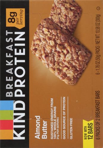 KIND Breakfast Protein Bars,Almond Butter,Healthy Snacks,Gluten Free,8g Protein,6 Count (Pack of 2)
