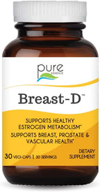 Breast D by Pure Essence - Natural Supplement for Estrogen Balance, Hormonal Acne, and Menopause Support with Vitamin D3, Calcium, Green Tea & Lycopene - 30 Capsules