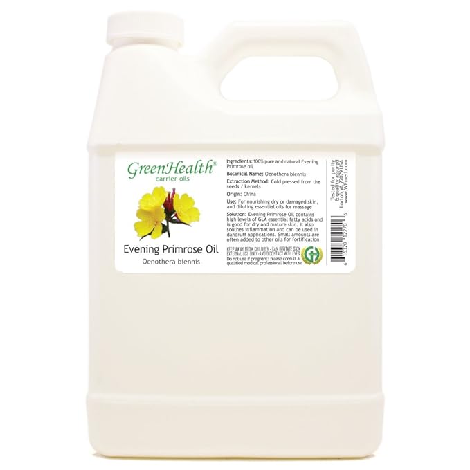 GreenHealth Evening Primrose Oil - 32 fl oz (946 ml) - 100% Pure and Natural Carrier Oil - Cold Pressed