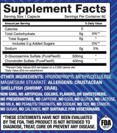 Basic Brands - Move Pureflex Glucosamine Chondroitin - Joint Support Supplement for Flexibility & Mobility - 60 Capsules - 2-Pack