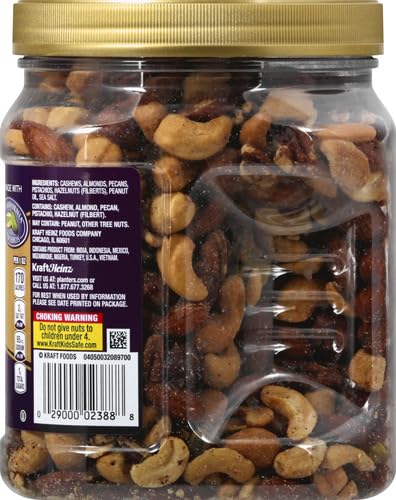 PLANTERS Deluxe Mixed Nuts with Sea Salt,27 oz Resealable Container - Variety Mixed Nuts Snacks with Cashews,Almonds,Pecans,Pistachios & Hazelnuts - Energy Boost - Kosher,(Pack of 2)