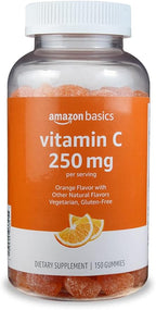 Amazon Basics Vitamin C Gummies, Sour Orange Flavor, 250 mg, 150 Count, Vegetarian, Immune Health Support (Previously Solimo)