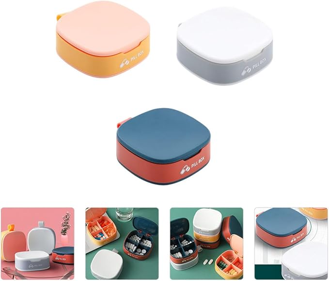 SUPVOX Portable Sealing Medicine Container 3pcs Mini Travel Pill Organizer Silicone Case with Lid, Moisture-Resistant Portable Storage Box for Daily and Outdoor Medication