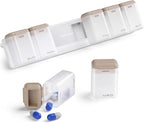 KOVIUU Weekly Pill Organizer Magnetic for Fridge, Removable Pill Box 7 Day 1 Time a Day, Large Pill Case Travel, Week Once Daily Dispenser, Medicine Container Holder for Supplement Vitamin, Brown