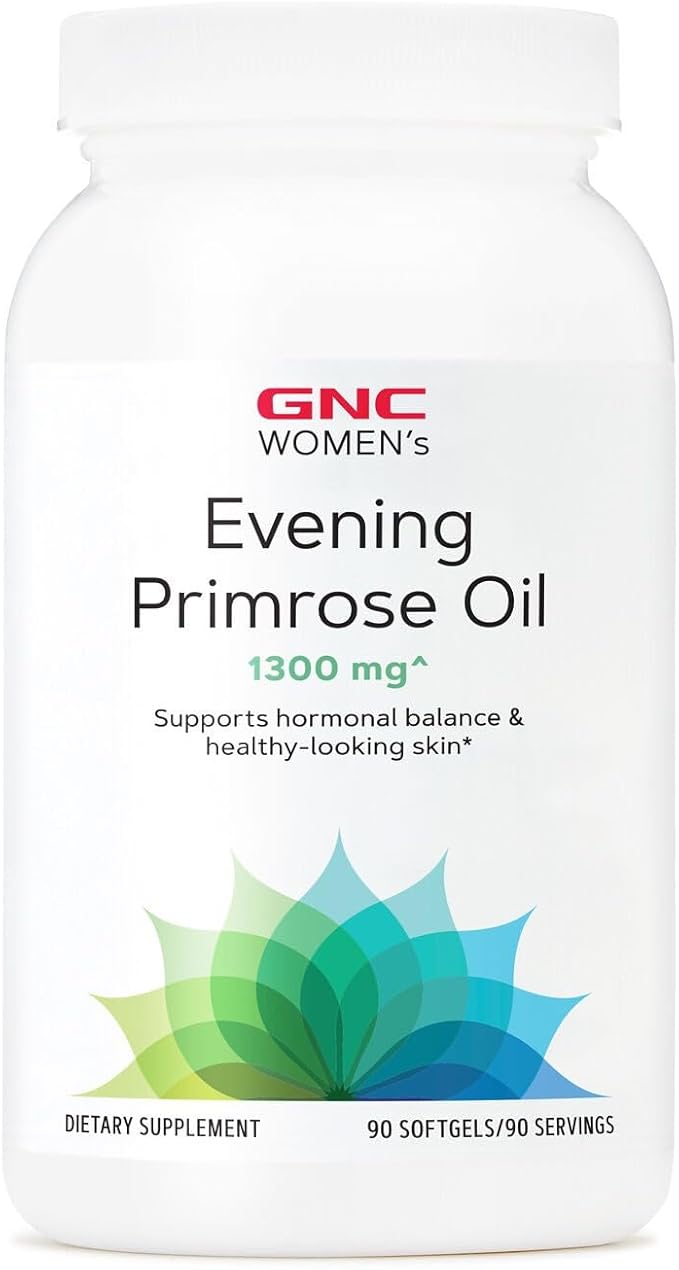 GNC Women's Evening Primrose Oil (EPO) 1300mg, Supports Hormonal Balance, Immunity, Healthy Skin and Heart Health, Daily Vitamin, 90 Softgel Capsules