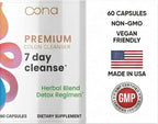 7 Day Advanced Colon Cleanse, Prebiotics & Natural Herbs, Supports Detox & Gut Flora for Women & Men, with Cascara Sagrada, Black Walnut Hulls & Black Cohosh, 60 Capsules 1-2 Daily | 7 Day Cleanse