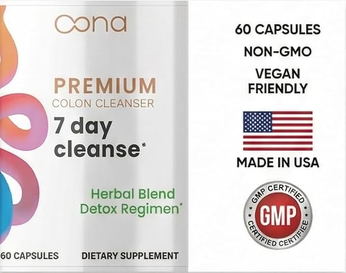 7 Day Advanced Colon Cleanse, Prebiotics & Natural Herbs, Supports Detox & Gut Flora for Women & Men, with Cascara Sagrada, Black Walnut Hulls & Black Cohosh, 60 Capsules 1-2 Daily | 7 Day Cleanse