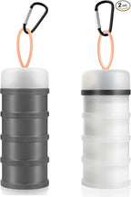 Accmor 2 Pcs Protein Powder Container to Go with Funnels Stand, 4 Compartments Stackable Protein Powder Dispenser for Workout, Fitness, Travel
