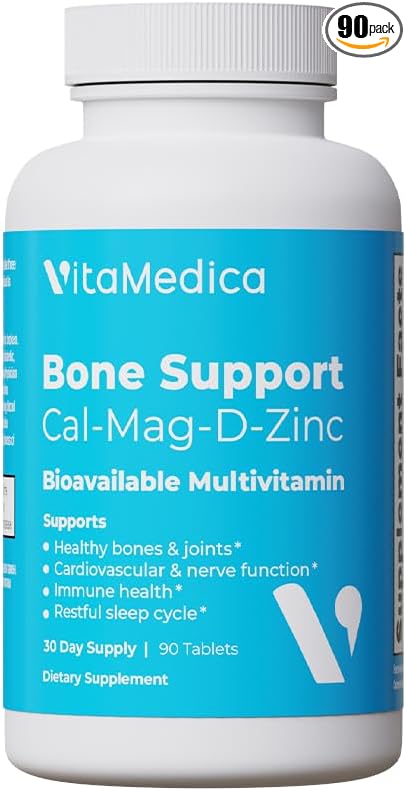 VitaMedica | Bone Support | Supplement for Bones and Joints | Calcium | Magnesium | Vitamin D & Vitamin K | Boron | Chelated Minerals | Bone Support | Natural Sleep | Made in USA | 90 Ct | 30 Servings