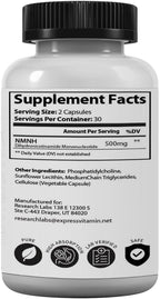 Research Labs Liposomal NMNH (NMN Supplement Alternative) 500mg Per Serving | 60 Capsules (Dihydronicotinamide Mononucleotide) NAD Supplement to Boost NAD+ Levels for Anti Aging