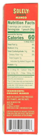 SOLELY - Organic Mango Whole Fruit Gummies (5_Bags per Box) - Real Fresh Fruit - Healthy Snacks for Adults & Kids - Non GMO, Vegan Snacks, Shelf Stable - 5 Bags (3.5 oz) (Pack of 2)