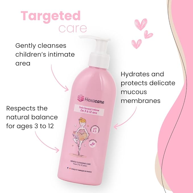 Hexacare | Intimate Cleansing Gel for Young Girls 200ml | Gentle Hygiene from Ages 3 to 12 | Sage Extract, Aloferm® & Lactic Acid | pH 4.5 | Made in France
