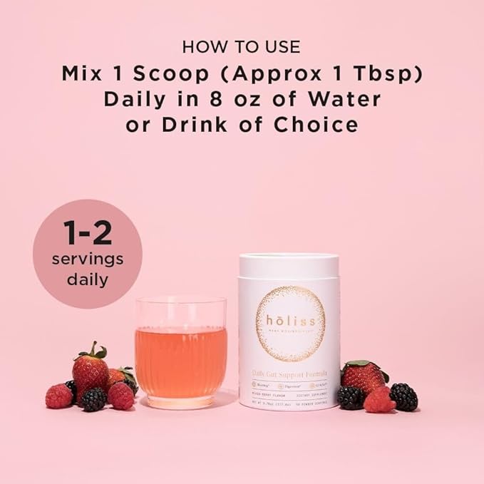 Daily Gut Health Kit – 6-in-1 All Natural Supplement, Bloat & Gas Aid, GI Lining Repair, IBS Support – Lemon Balm, L-Glutamine, PepZinGI, Mixed Berry, 30 Servings, Electric Mixer & Spoon