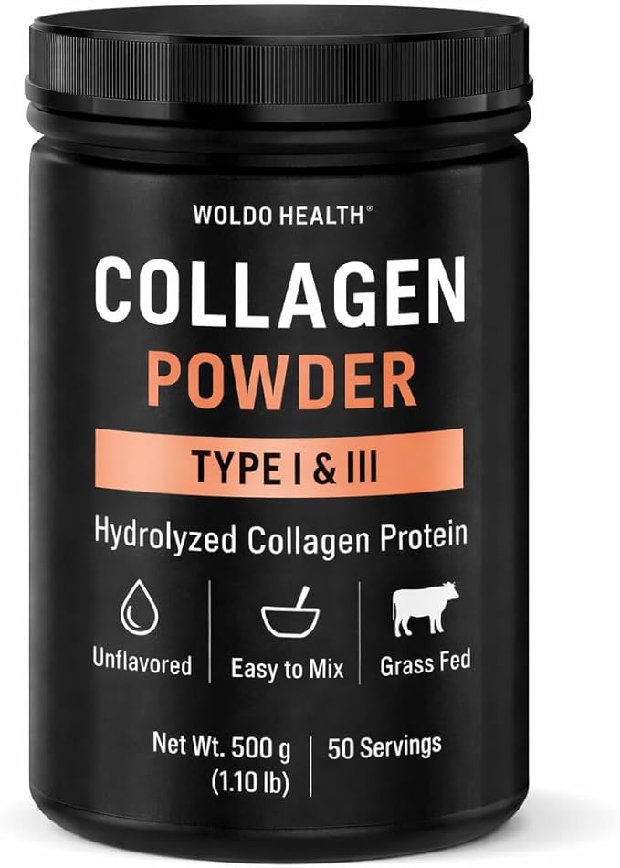WoldoHealth Collagen Peptides Powder 50 Servings - Grass Fed & Pasture Raised, Unflavored, Dissolves Easily in Hot & Cold Drinks, Supports Hair, Skin, Nails, Bones & Joints