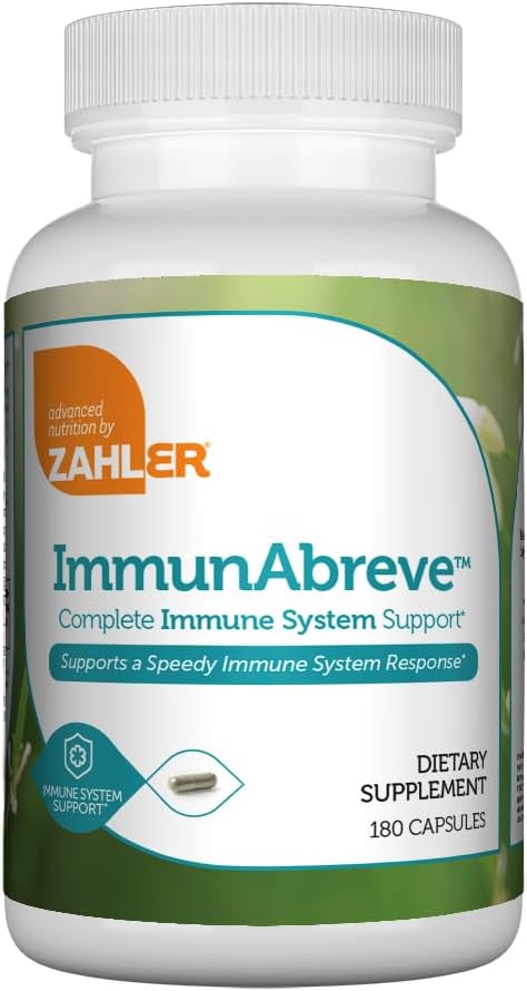 Zahler ImmunAbreve, Powerful Immune System Support, Contains Vitamin C Pantothenic Acid Echinacea and More, Certified Kosher (180 Capsules)