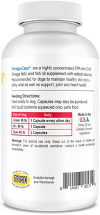 Omega Caps HP Snip Tips for Cats and Small Dogs High Potency EPA and DHA Maximum Bioavailability Fish Oil Supplement Vet Formulated Made in USA Skin Coat Joint and Heart Health 250 Capsules