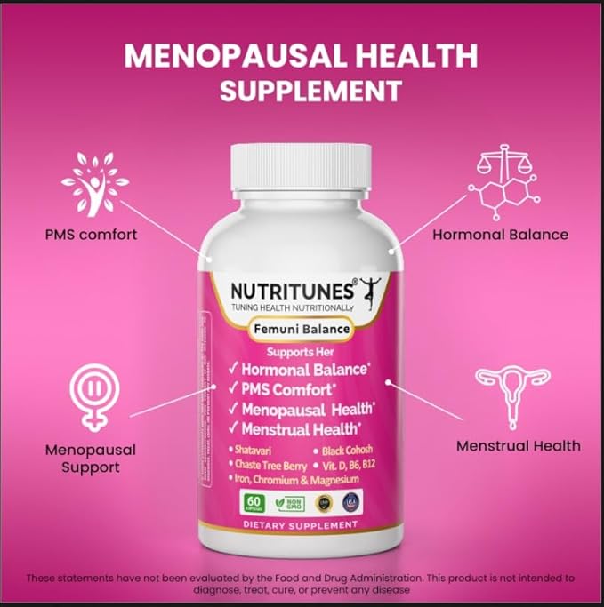 Femuni Balance - Women's Hormonal Balance & Mood Support: PMS, Menstrual Health, & Feminine Wellness with Black Cohosh, Vitex, Shatavari & Key micronutrients