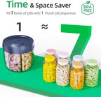 PULIV Portable Pill Dispenser Bottle, Vitamin Organizer with 7 Compartments, Holds Plenty of Supplements with Anti-Mixing & Wide Openings Design, Easy to Retrieve Meds, Includes 20 Labels Silver Gray