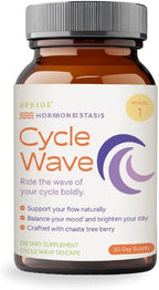 SPRIGS Cycle Wave Phase 1 Hormonal Support Kit for Tween Girls | Supplements to Promote a Healthy Menstrual Cycle & Balance Mood | 120 Herbal Capsules & 60 Wheat Germ Oil Softgels for a 30 Day Supply