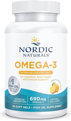 Nordic Naturals Omega-3 in Fish Gelatin, Lemon Flavor - 60 Fish Gels - 690 mg Omega-3 - Fish Oil - EPA & DHA - Immune Support, Brain & Heart Health, Optimal Wellness - Non-GMO - 30 Servings