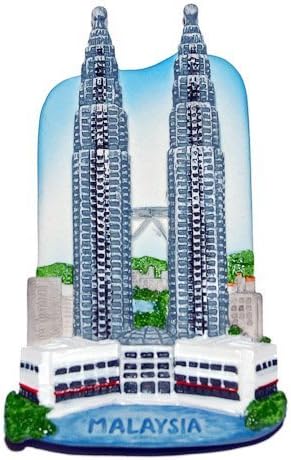 WitnyStore Tiny Petronas Twin Tower in Kuala Lumpur, Malaysia Southeast Asia Tourist Attractions Resin Refrigerator Magnet Traveler Souvenir 3D Fridge Magnets