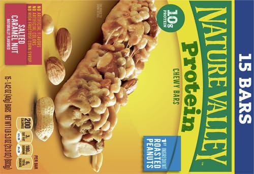 Nature Valley Protein Chewy Snack Bars, Salted Caramel Nut, 15 Bars, 21.3 oz (Pack of 2)