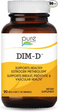 Dim D by Pure Essence - Natural Supplement for Estrogen Balance, Hormonal Acne, and Menopause Support with Vitamin D3, Calcium, Green Tea & Lycopene - 90 Capsules