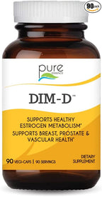 Dim D by Pure Essence - Natural Supplement for Estrogen Balance, Hormonal Acne, and Menopause Support with Vitamin D3, Calcium, Green Tea & Lycopene - 90 Capsules