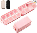 NEW Foldable Weekly Pill Organizer with Extra Grid, Cute & Portable 7 Day Pill Box 1 Time a Day, Week Daily Medicine Organizer - Large Travel Pill Case Holder Dispenser for Vitamin, Supplement - Pink