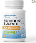 Puregen Labs Iron 65mg - High Potency Iron Supplement | No Artificial Color Additives - Total 400 Tablets