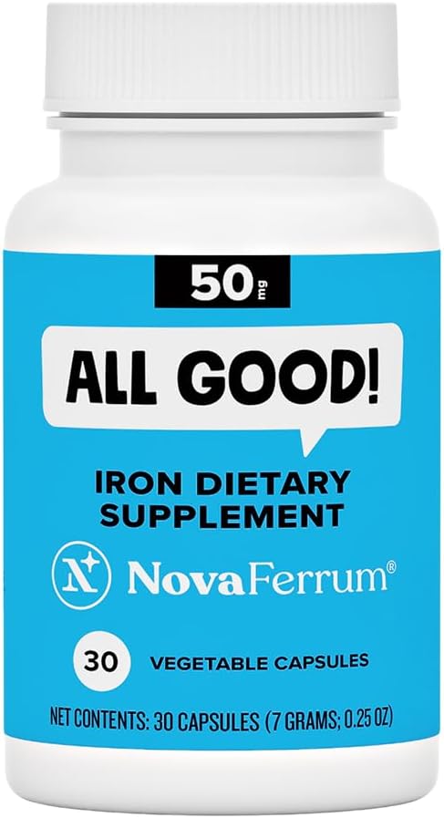 NovaFerrum All Good | Iron Capsule Supplements for Adults | Anemia | 50mg of Iron | 30 Servings | Sugar Free