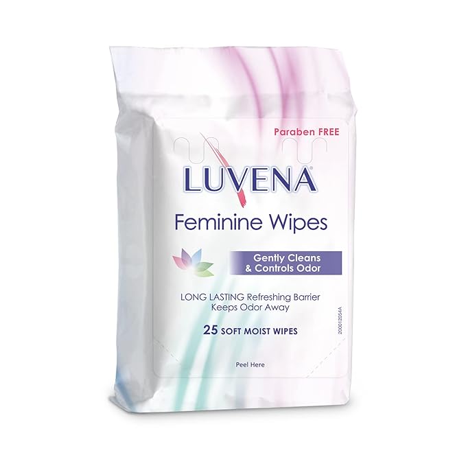Luvena Feminine Wipes for Women — pH Balanced, Dermatologist Tested, Gentle Intimate Cleansing Cloths, Cucumber Scented, Travel Size (25 Count, 1 Pack)