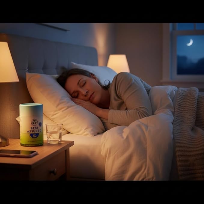 Rest Assured, Nighttime Sleep Support Supplement with Melatonin, Magnesium, Chamomile, Passion Flower, St John's Wort, Ashwaganda, L-Theanine, L-Taurine, Eco-Friendly Packaging, 30 day supply