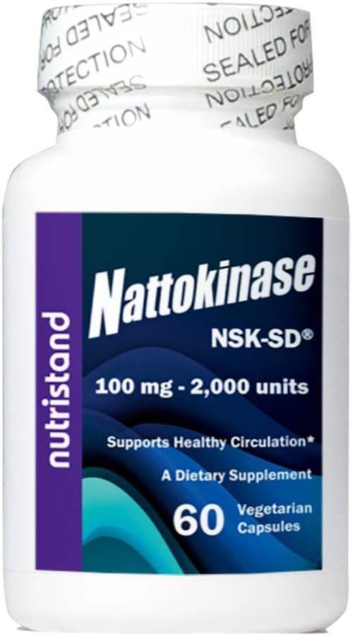 Nattokinase 2,000 Units 60 Caps. Cardiovascular Superfood of Japan - Made in The USA with Japanese NSK-SD Nattokinase. The Original and Most Studied Nattokinase Brand. (1 Bottle of 60 Capsules)