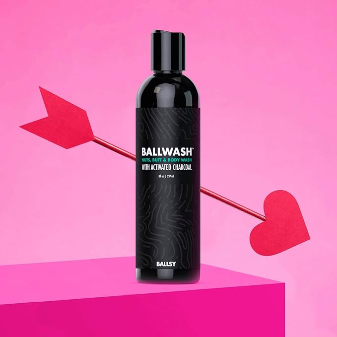 Ballsy Ballwash Charcoal Body Wash for Men - Moisturizing Men’s Bodywash with Coconut Oil – Soap for Men & Great for your Most Intimate Areas, 8oz