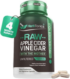 Herbtonics Raw Apple Cider Vinegar Capsules 1500mg with Mother | Weight Management, Detox & Digestion Formula with GLP-1 Support | Unfiltered ACV for Metabolic Support | 240 Vegan Capsules