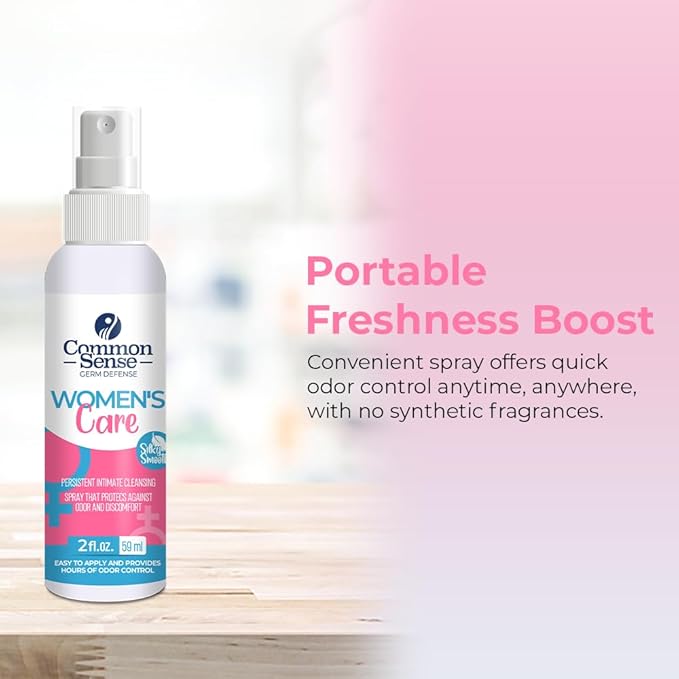 Women’s Care Intimate Cleansing Spray by Smart Common Sense, Feminine Hygiene, Long-Lasting Odor Control, (2 fl. oz)