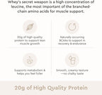Alaya Naturals - Grass Fed Whey Protein Powder - Vanilla Flavor, All Natural, Hormone Free - 20g Protein per Serving - Non-GMO, rBGH Free, Gluten Free - Great Source of BCAA