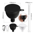 Protein Powder Funnel 4-Pack with Cleaning Brush, 5oz Leak-Proof Containers, Gym Travel Supplement Dispenser, Black White