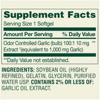 H4U Spring Valley Odor-Controlled Garlic Dietary Supplement Softgels for Heart Health, 1000 mg, 120 Count