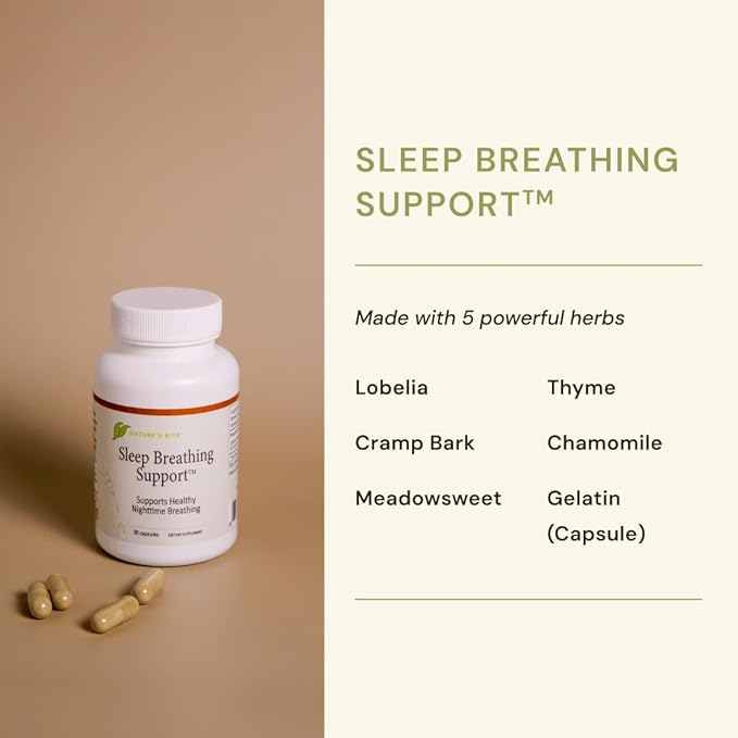 Nature's Rite Sleep Breathing Support - Natural Assistance for Better Sleep, Improve Breathing Pattern, 30 Capsules, All-Natural Herbal Ingredients, Made in USA